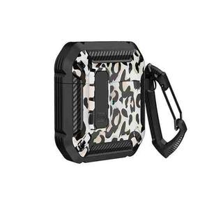 Two-Tone Printed Earphone Case with Switch Lock & Carabiner For AirPods 1/2(Leopard Print)