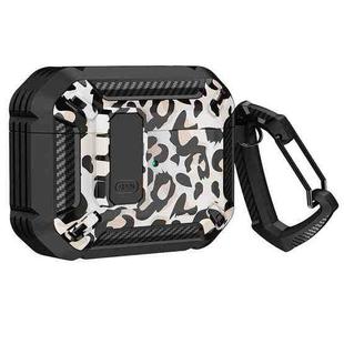 Two-Tone Printed Earphone Case with Switch Lock & Carabiner For AirPods Pro(Leopard Print)