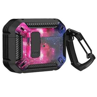 Two-Tone Printed Earphone Case with Switch Lock & Carabiner For AirPods Pro(Starry Sky)