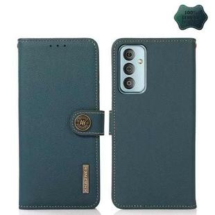 For Samsung Galaxy M13 4G KHAZNEH Custer Genuine Leather RFID Phone Case(Green)
