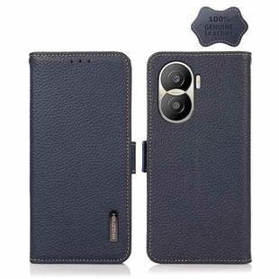 For Honor X40i KHAZNEH Side-Magnetic Litchi Texture Genuine Leather RFID Phone Case(Blue)