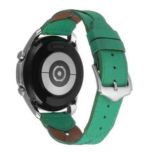 22mm Universal Twist Stitched Genuine Leather Watch Band(Green)