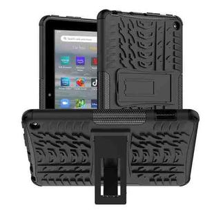 For Amazon Kindle Fire 7 2022 Tire Texture TPU + PC Tablet Case with Holder(Black)