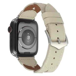 Twist Stitched Genuine Leather Watch Band For Apple Watch Series 8&7 41mm / SE 2&6&SE&5&4 40mm / 3&2&1 38mm(Beige)