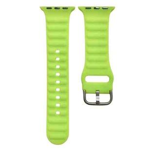 Single Color Silicone Watch Band For Apple Watch Ultra 49mm / Series 8&7 45mm / SE 2&6&SE&5&4 44mm / 3&2&1 42mm(Bright Green)