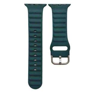 Single Color Silicone Watch Band For Apple Watch Ultra 49mm / Series 8&7 45mm / SE 2&6&SE&5&4 44mm / 3&2&1 42mm(Dark Green)