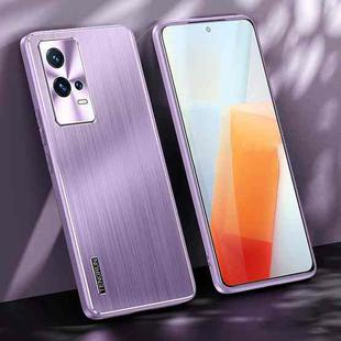 For vivo iQOO 8 Brushed Texture Shockproof Phone Case(Light Purple)