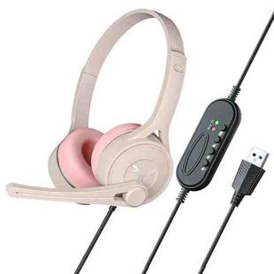 SOYTO SY-G30 Wired Noise Cancelling Ergonomic Gaming Headset, Interface:USB(Grey Pink)