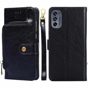For Motorola Moto G62 5G Zipper Bag Leather Phone Case(Black)