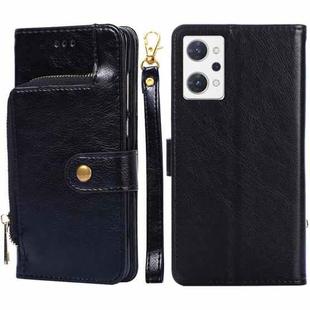 For OPPO Reno7 A JP Version Zipper Bag Leather Phone Case(Black)