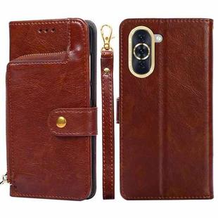 For Huawei nova 10 Zipper Bag Leather Phone Case(Brown)