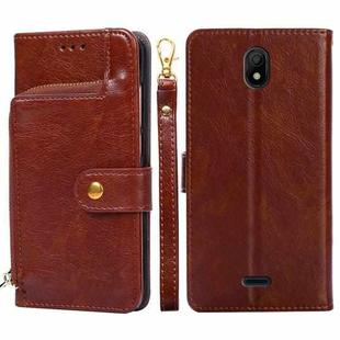 For Nokia C100 Zipper Bag Leather Phone Case(Brown)
