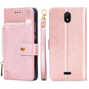 For Nokia C100 Zipper Bag Leather Phone Case(Rose Gold)