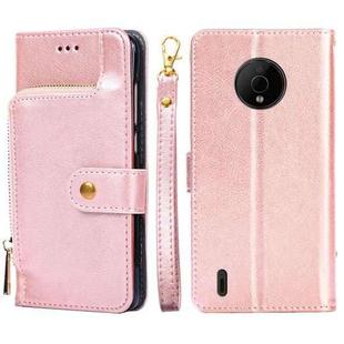 For Nokia C200 Zipper Bag Leather Phone Case(Rose Gold)