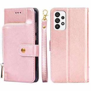 For Samsung Galaxy A73 5G Zipper Bag Leather Phone Case(Rose Gold)