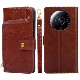 For Xiaomi 12S Ultra Zipper Bag Leather Phone Case(Brown)