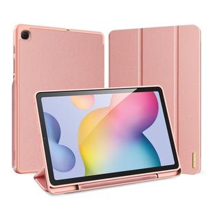 For Galaxy Tab S6 Lite 10.4 inch / S6 Lite 2024 DUX DUCIS Domo Series Horizontal Flip Magnetic PU Leather Case with Three-folding Holder & Pen Slot & Sleep / Wake-up Function(Pink)