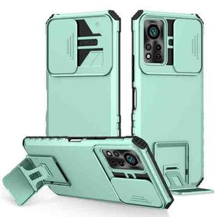 For Infinix Hot 11S NFC Stereoscopic Holder Sliding Camshield Phone Case(Light Blue)