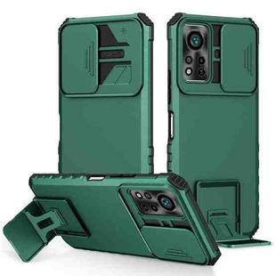 For Infinix Hot 11S NFC Stereoscopic Holder Sliding Camshield Phone Case(Green)