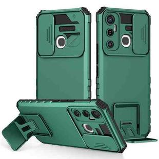 For Infinix Hot 11 Stereoscopic Holder Sliding Camshield Phone Case(Green)