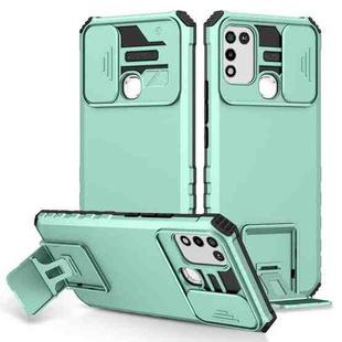 For Infinix Hot 10 Play/11 Play Stereoscopic Holder Sliding Camshield Phone Case(Light Blue)