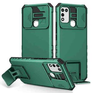 For Infinix Hot 10 Play/11 Play Stereoscopic Holder Sliding Camshield Phone Case(Green)