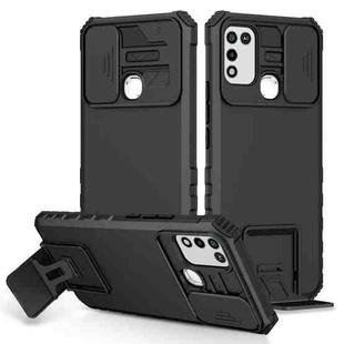 For Infinix Hot 10 Play/11 Play Stereoscopic Holder Sliding Camshield Phone Case(Black)