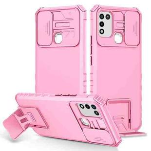 For Infinix Hot 10 Play/11 Play Stereoscopic Holder Sliding Camshield Phone Case(Pink)
