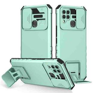 For Infinix Hot 10s Stereoscopic Holder Sliding Camshield Phone Case(Light Blue)