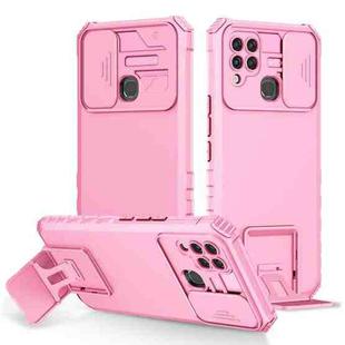 For Infinix Hot 10s Stereoscopic Holder Sliding Camshield Phone Case(Pink)