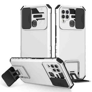 For Infinix Hot 10s Stereoscopic Holder Sliding Camshield Phone Case(White)