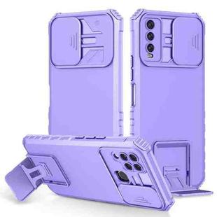 For vivo Y20 Stereoscopic Holder Sliding Camshield Phone Case(Purple)
