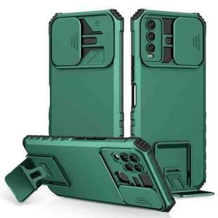 For vivo Y20 Stereoscopic Holder Sliding Camshield Phone Case(Green)
