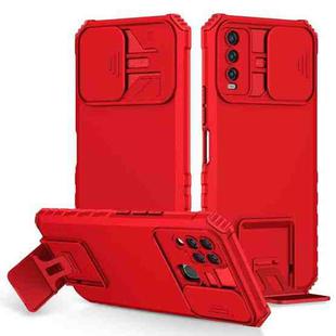 For vivo Y20 Stereoscopic Holder Sliding Camshield Phone Case(Red)