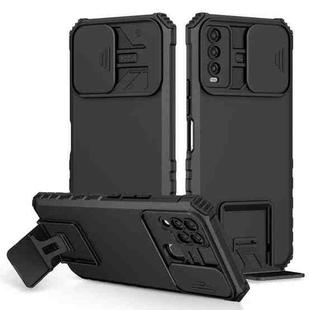 For vivo Y20 Stereoscopic Holder Sliding Camshield Phone Case(Black)