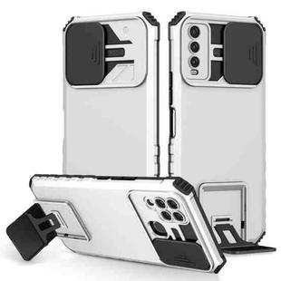 For vivo Y20 Stereoscopic Holder Sliding Camshield Phone Case(White)