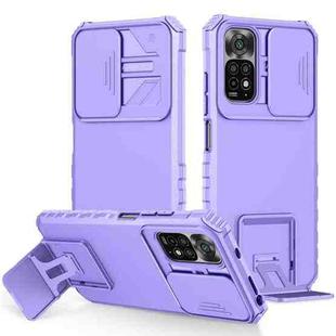 For Xiaomi Redmi Note 11/11S Global Stereoscopic Holder Sliding Camshield Phone Case(Purple)