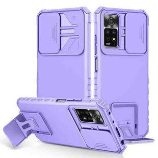 For Xiaomi Redmi Note 10 Pro Global Stereoscopic Holder Sliding Camshield Phone Case(Purple)