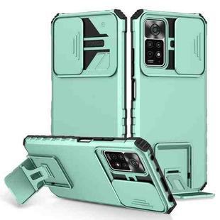 For Xiaomi Redmi Note 10 Pro Global Stereoscopic Holder Sliding Camshield Phone Case(Light Blue)