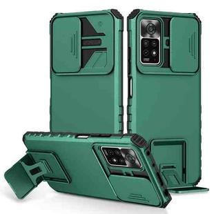 For Xiaomi Redmi Note 10 Pro Global Stereoscopic Holder Sliding Camshield Phone Case(Green)