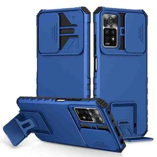 For Xiaomi Redmi Note 10 Pro Global Stereoscopic Holder Sliding Camshield Phone Case(Blue)