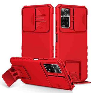 For Xiaomi Redmi Note 10 Pro Global Stereoscopic Holder Sliding Camshield Phone Case(Red)