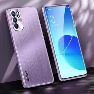 For OPPO Reno6 Brushed Texture Shockproof Phone Case(Light Purple)