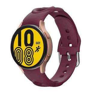For Samsung Galaxy Watch4 40/44mm / Watch4 Classic 42/46mm Hollow Double Circle Silicone Watch Band(Wine Red)