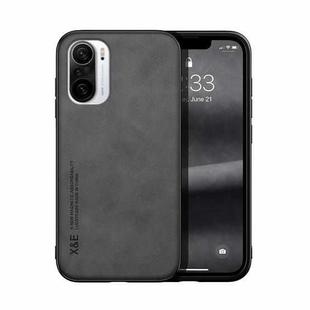 For Xiaomi Redmi K40 Skin Feel Magnetic Leather Back Phone Case(Dark Grey)