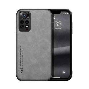 For Xiaomi Redmi Note 11T Pro Skin Feel Magnetic Leather Back Phone Case(Light Grey)