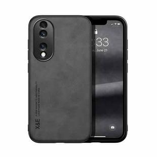 For Honor 70 Pro Skin Feel Magnetic Leather Back Phone Case(Dark Grey)