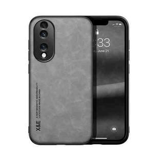 For Honor 70 Pro Skin Feel Magnetic Leather Back Phone Case(Light Grey)
