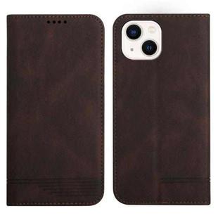 For iPhone 14 Strong Magnetic Leather Case (Brown)