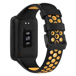 For Xiaomi Mi Band 7 Pro Breathable Sports TPU Watch Band(Black+Yellow)
